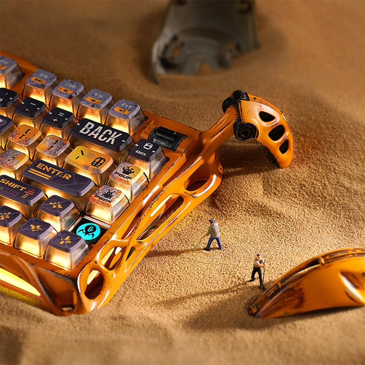 خرید GravaStar Mercury K1 Pro Wireless Mechanical Gaming Keyboard - Battle-Worn Yellow